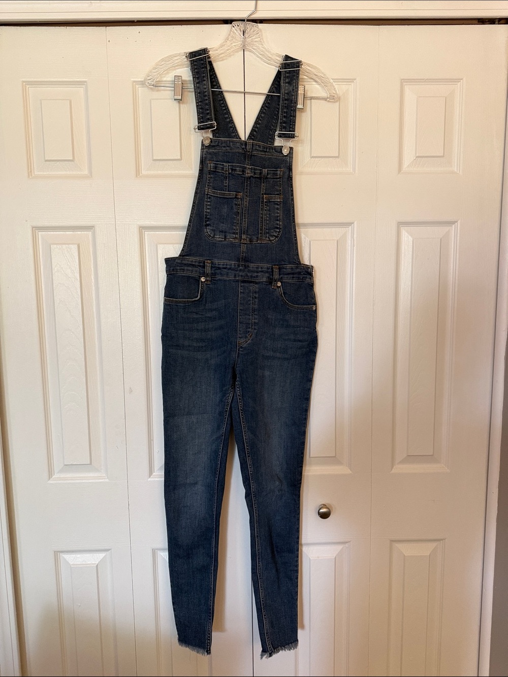 Free People Dark Blue Denim Overalls with Slim Leg